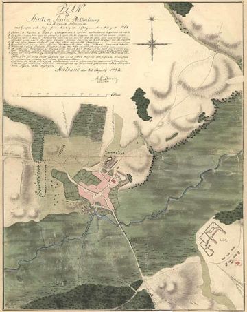 Flußübergangskarte bei Tessin 1762